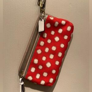 Authentic polka dot Coach wristlet